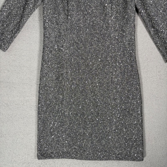 J McLaughlin Henrika Dress Women's Size M Charcoal Sequin Sparkle Sheath Tweed - Picture 9 of 16